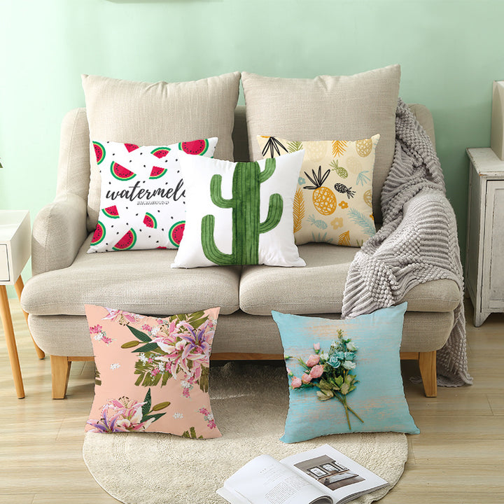 Tropical Pineapple and Banana Pattern Decorative Throw Pillow Cover