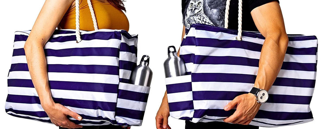 Large beach bag with nautical stripe pattern Bowlift