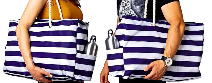 Large beach bag with nautical stripe pattern Bowlift