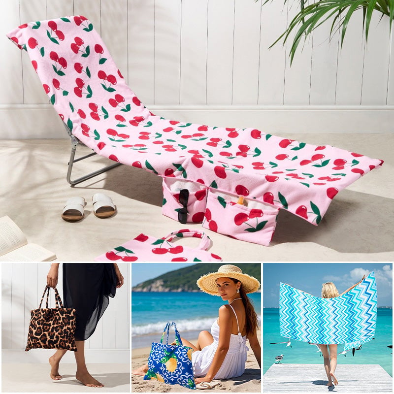 BowLift | Sun Lounger Towel with Pockets Storage in a Bag
