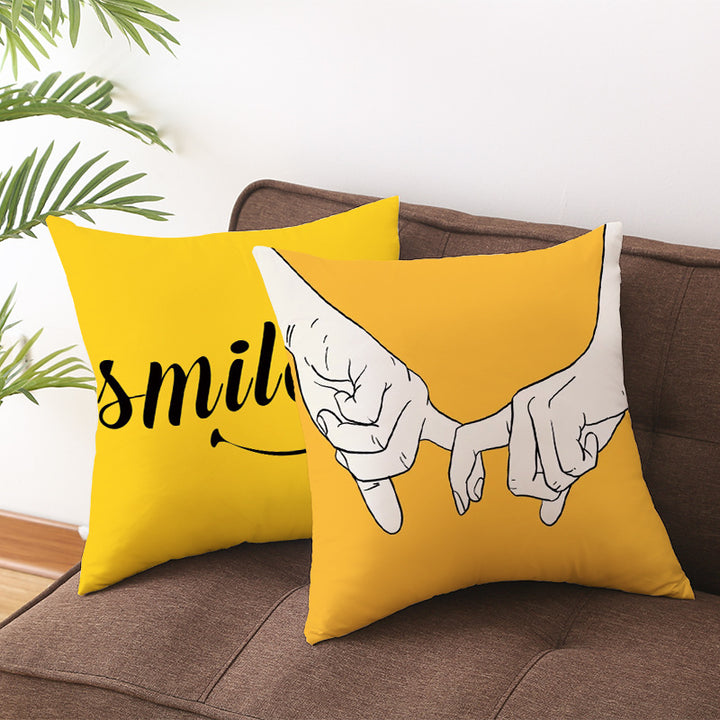 Geometric Interlocking Circle Square Pillow Cover Polyester Linen-Texture with Hidden Zipper