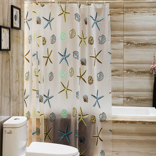 Coastal Sea Life Print Shower Curtain Bowlift