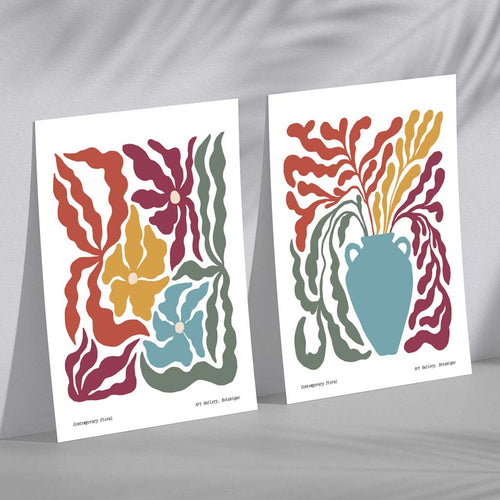 Colorful Boho Flower Set of 2 Art Prints | Bowlift