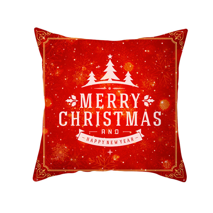Festive Square Decorative Cushion Cover with Metallic Script Print and Concealed Zipper