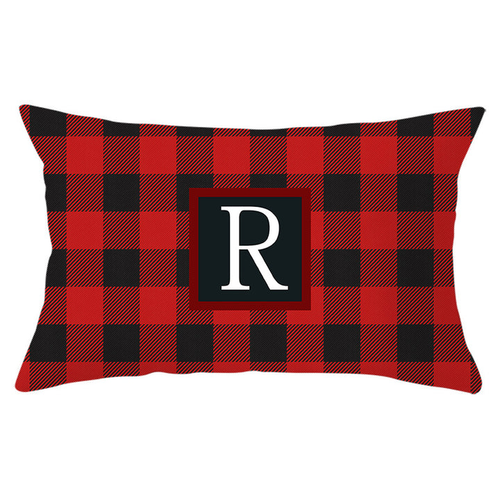 Decorative Rectangular Buffalo Plaid Monogram Pillow Cover