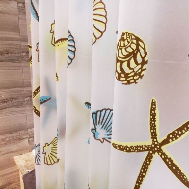 Coastal Sea Life Print Shower Curtain Bowlift