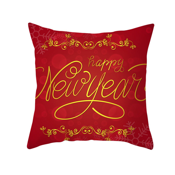 Festive Square Decorative Cushion Cover with Metallic Script Print and Concealed Zipper