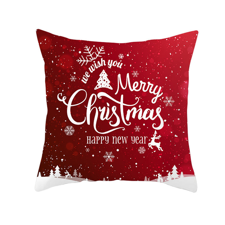 Festive Square Decorative Cushion Cover with Metallic Script Print and Concealed Zipper