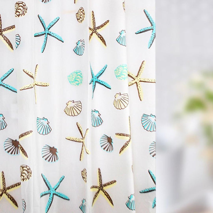 Coastal Sea Life Print Shower Curtain Bowlift
