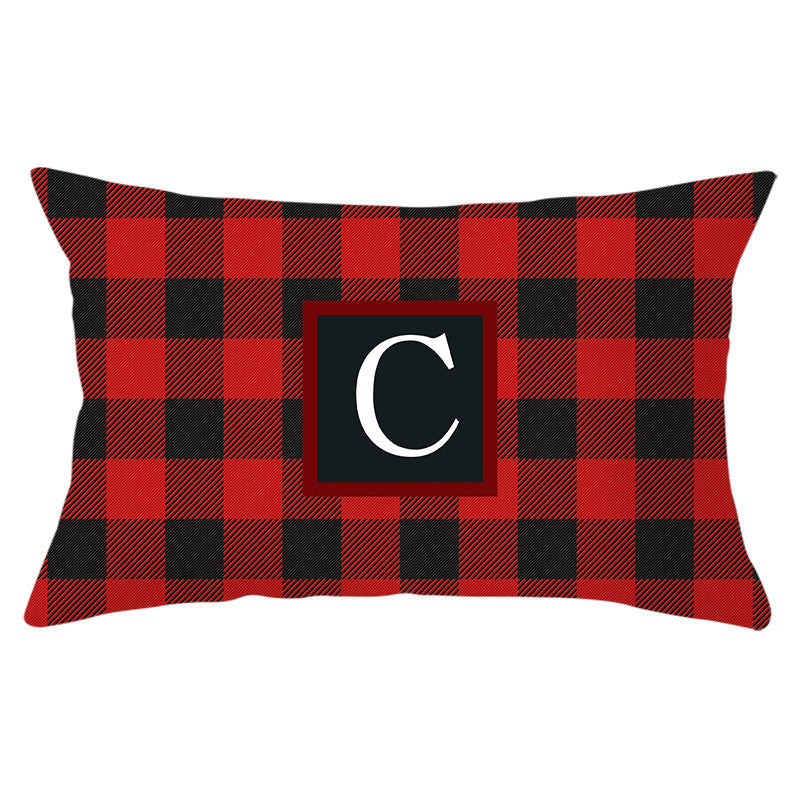 Decorative Rectangular Buffalo Plaid Monogram Pillow Cover