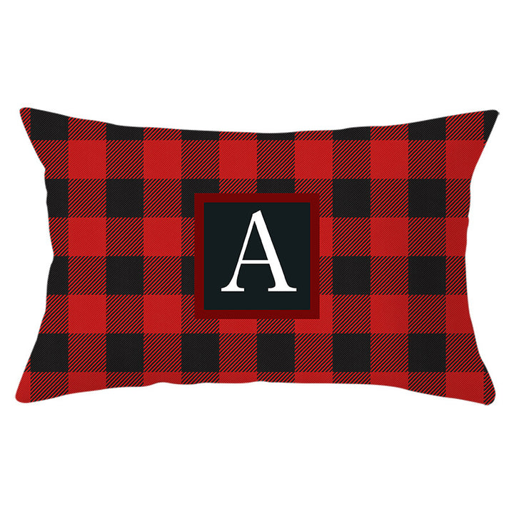 Decorative Rectangular Buffalo Plaid Monogram Pillow Cover