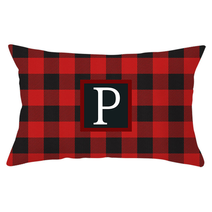 Decorative Rectangular Buffalo Plaid Monogram Pillow Cover