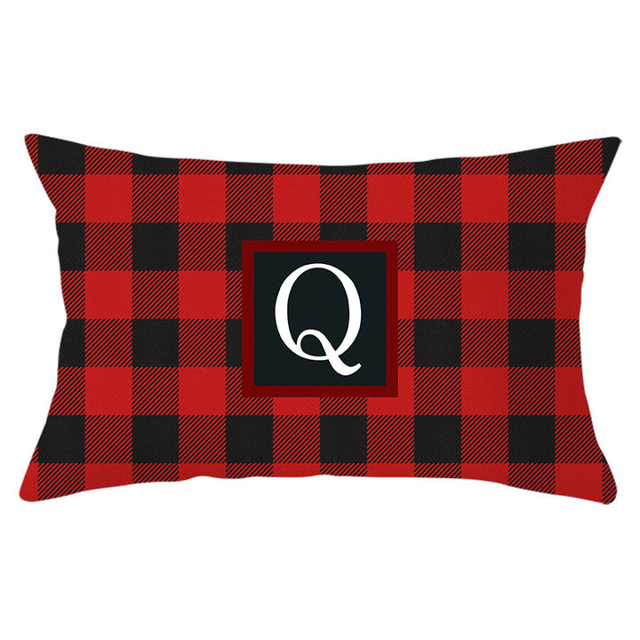 Decorative Rectangular Buffalo Plaid Monogram Pillow Cover