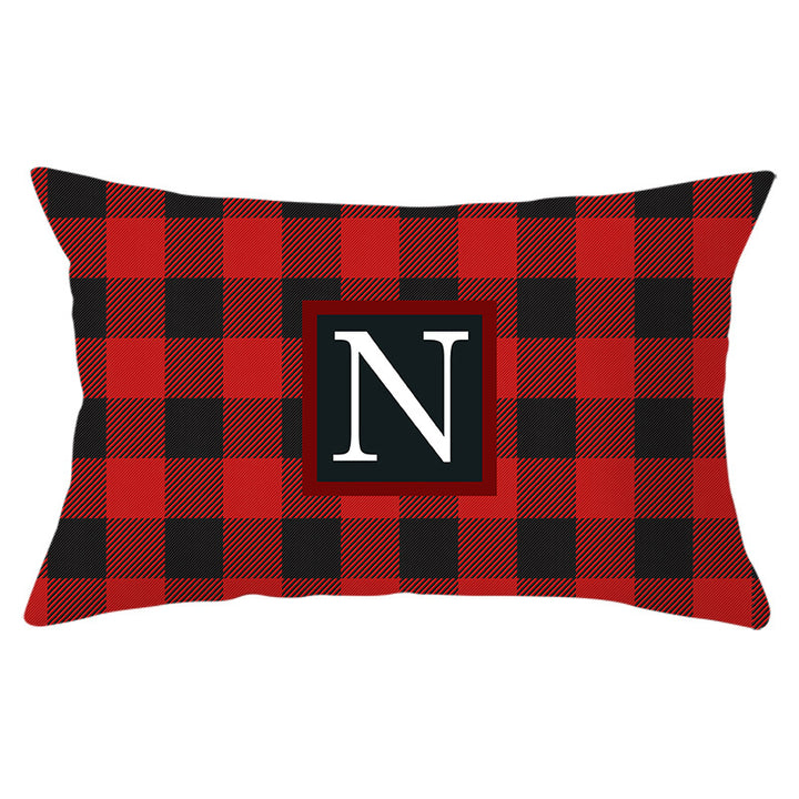Decorative Rectangular Buffalo Plaid Monogram Pillow Cover