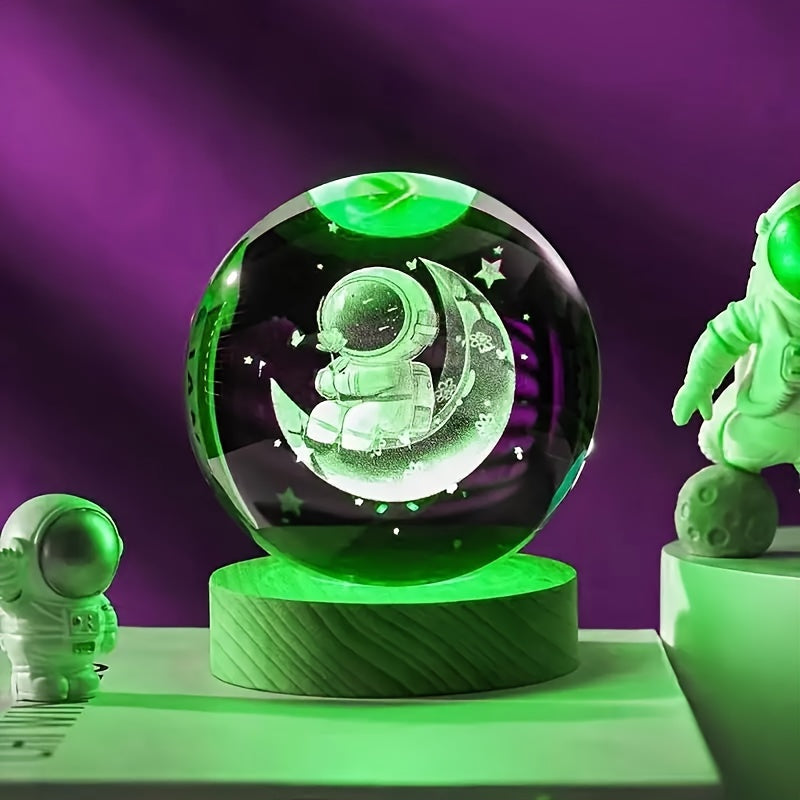 LumiSphere - Luxury 3D Crystal Table Lamp with Wooden Base Bowlift