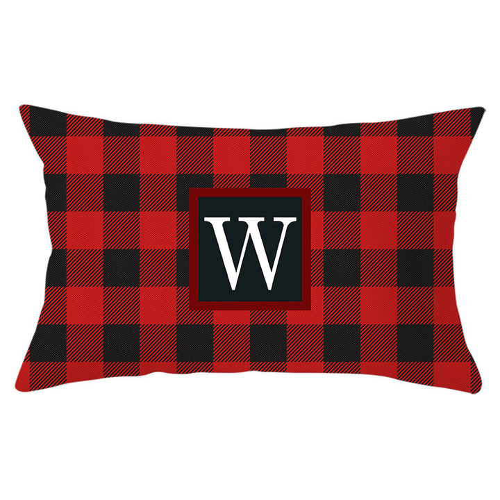 Decorative Rectangular Buffalo Plaid Monogram Pillow Cover