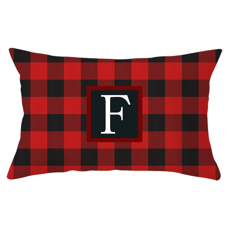 Decorative Rectangular Buffalo Plaid Monogram Pillow Cover
