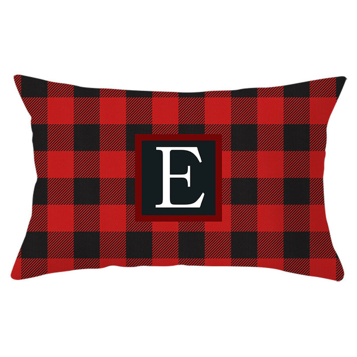 Decorative Rectangular Buffalo Plaid Monogram Pillow Cover