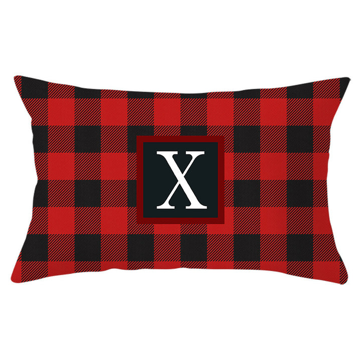Decorative Rectangular Buffalo Plaid Monogram Pillow Cover