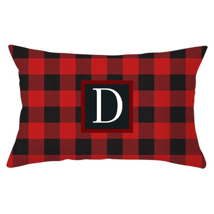 Decorative Rectangular Buffalo Plaid Monogram Pillow Cover