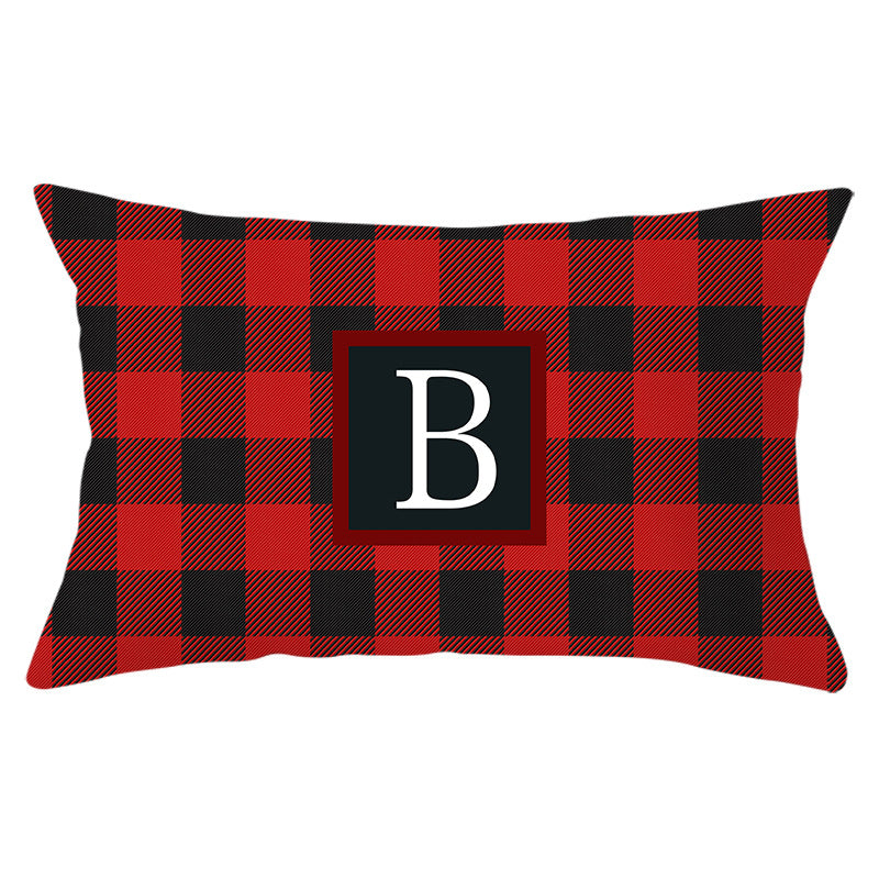 Decorative Rectangular Buffalo Plaid Monogram Pillow Cover