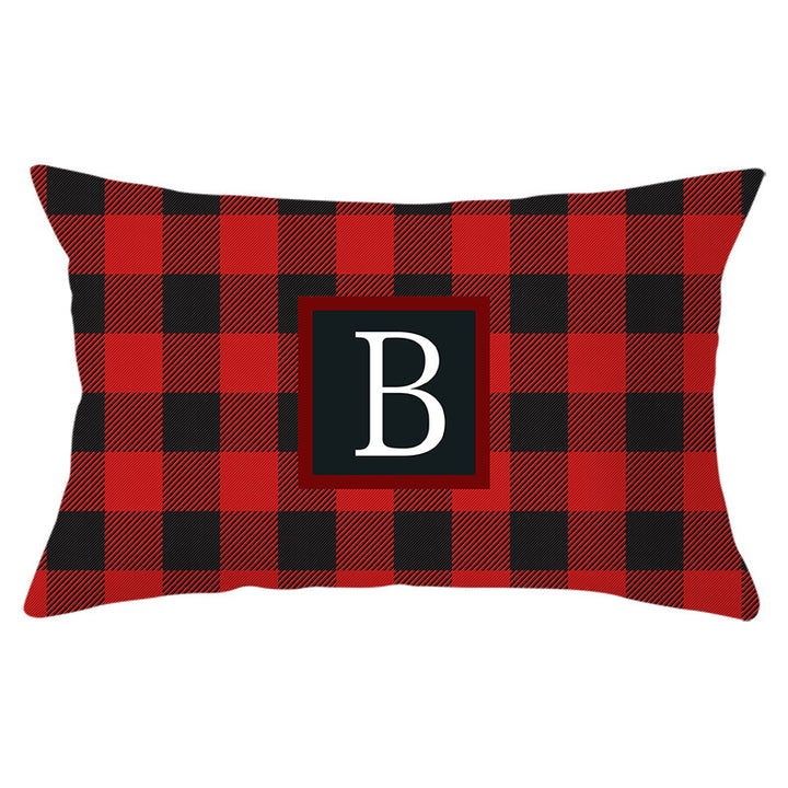 Decorative Rectangular Buffalo Plaid Monogram Pillow Cover
