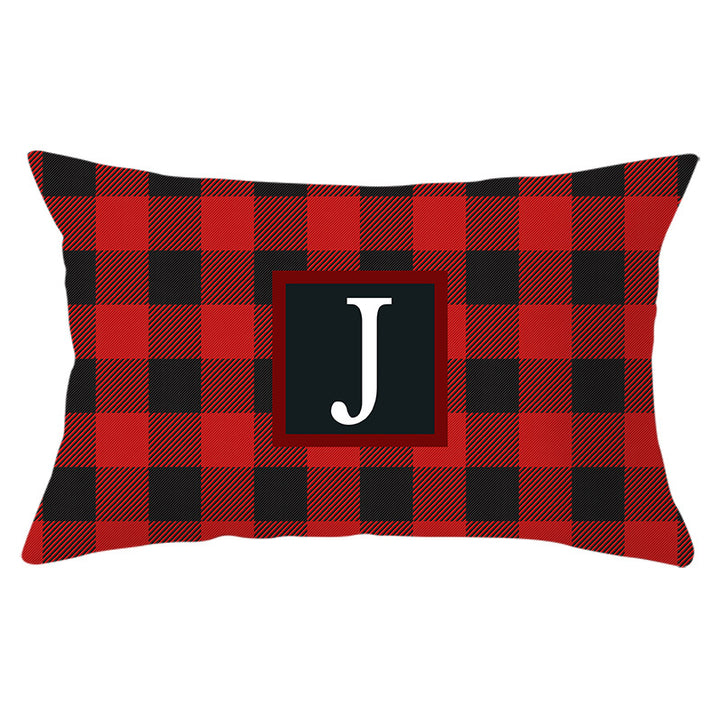 Decorative Rectangular Buffalo Plaid Monogram Pillow Cover