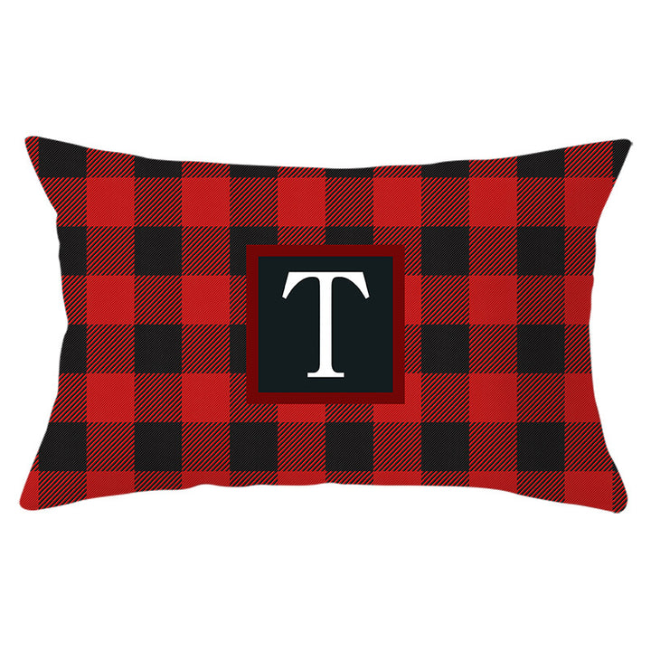 Decorative Rectangular Buffalo Plaid Monogram Pillow Cover