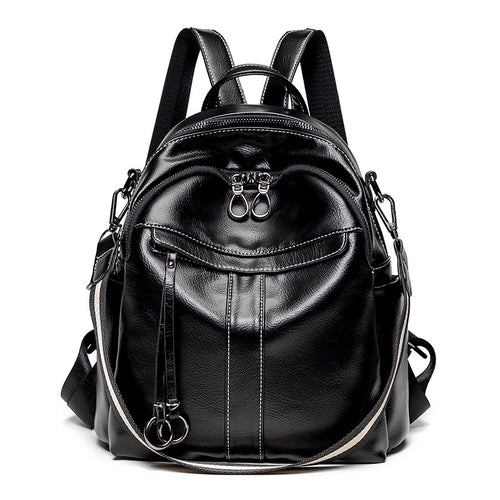 Multi-Pocket Stylish Leather Backpack