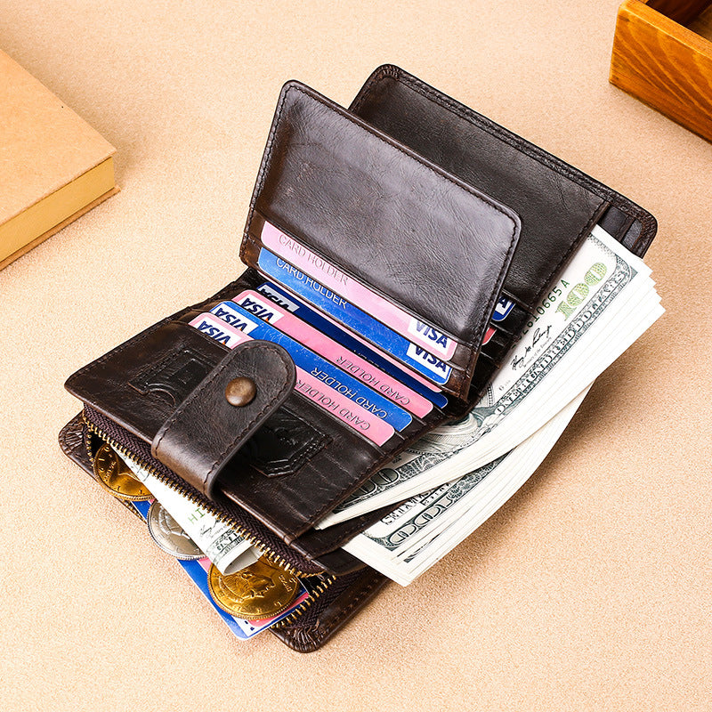Premium Textured Leather Zipper Wallet