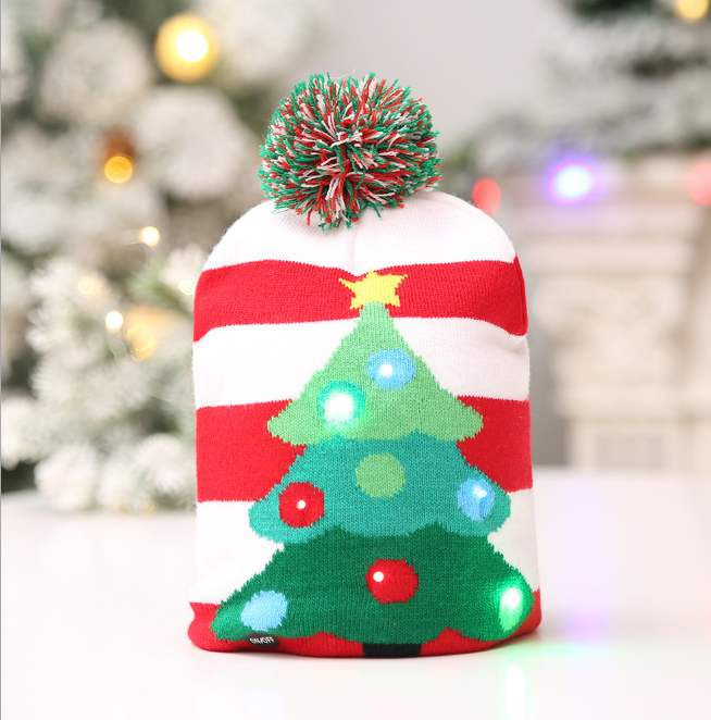 BowLift | Christmas Decoration Knitted LED Light Cap Christmas Tree Snowman Adult Child Hat