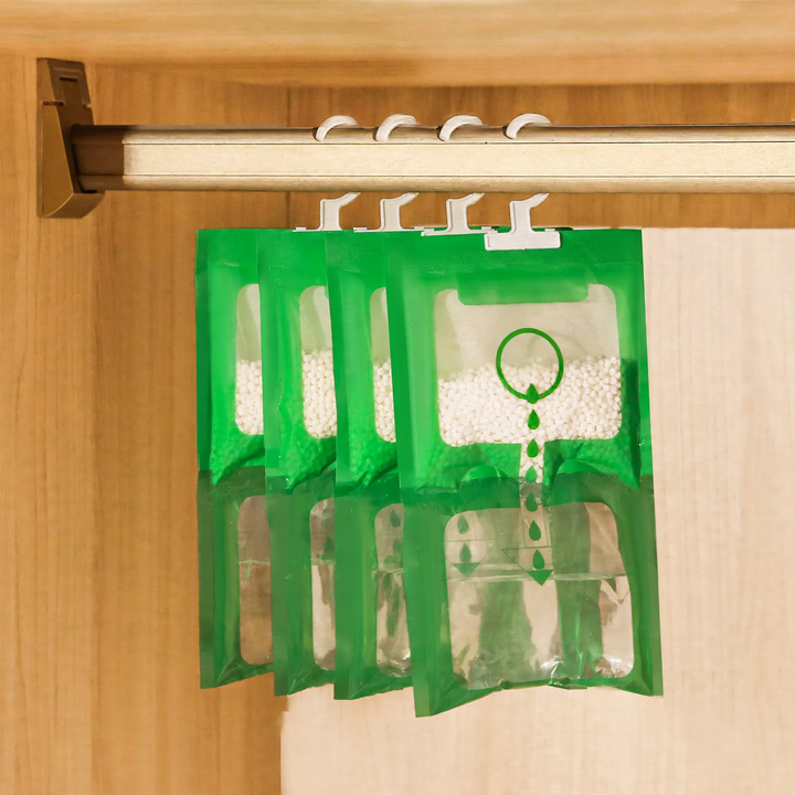 Hanging dehumidifying bag