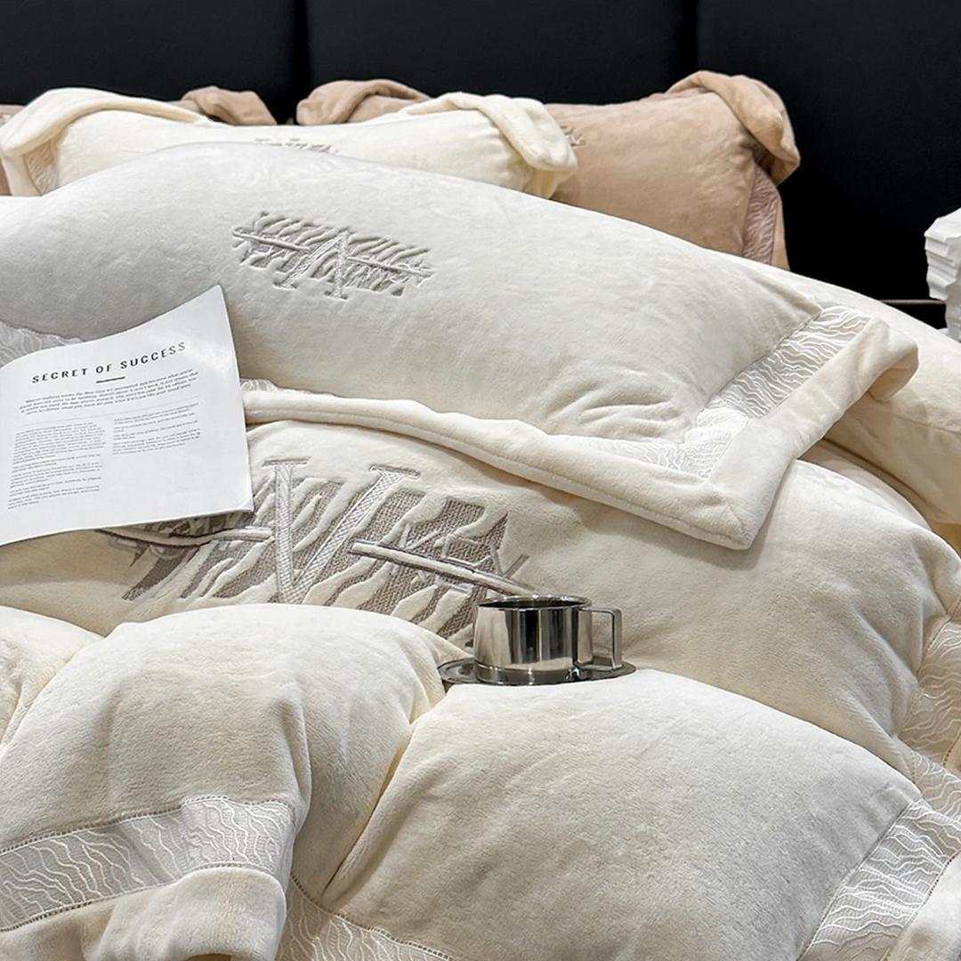 Milk fleece bedding set, solid color, warming