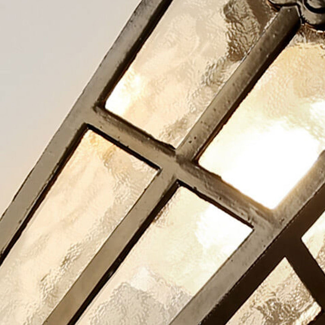 European Retro Glass Aluminum Lantern Outdoor Waterproof 1-Light Wall Sconce Lamp | Bowlift