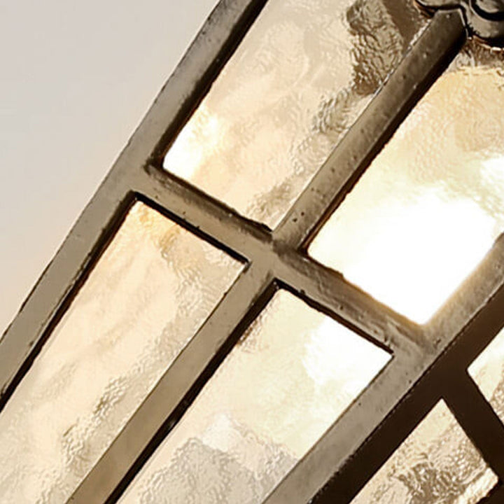 European Retro Glass Aluminum Lantern Outdoor Waterproof 1-Light Wall Sconce Lamp | Bowlift