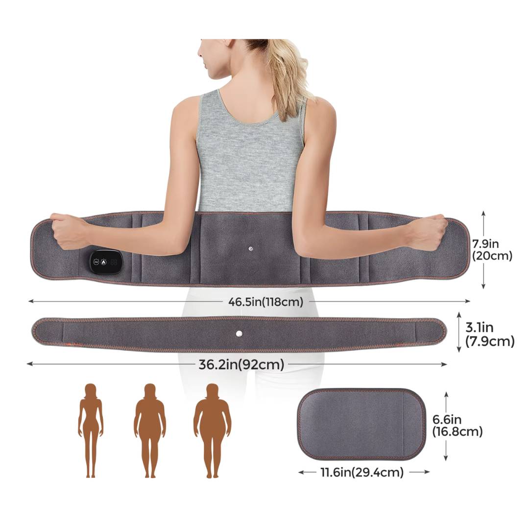 ThermaRelief Heated Belt for Back Pain | Red Light Therapy - Adjustable Belt - Relieves Back Pain - Relieves Muscle Tension - Improves Circulation Bowlift