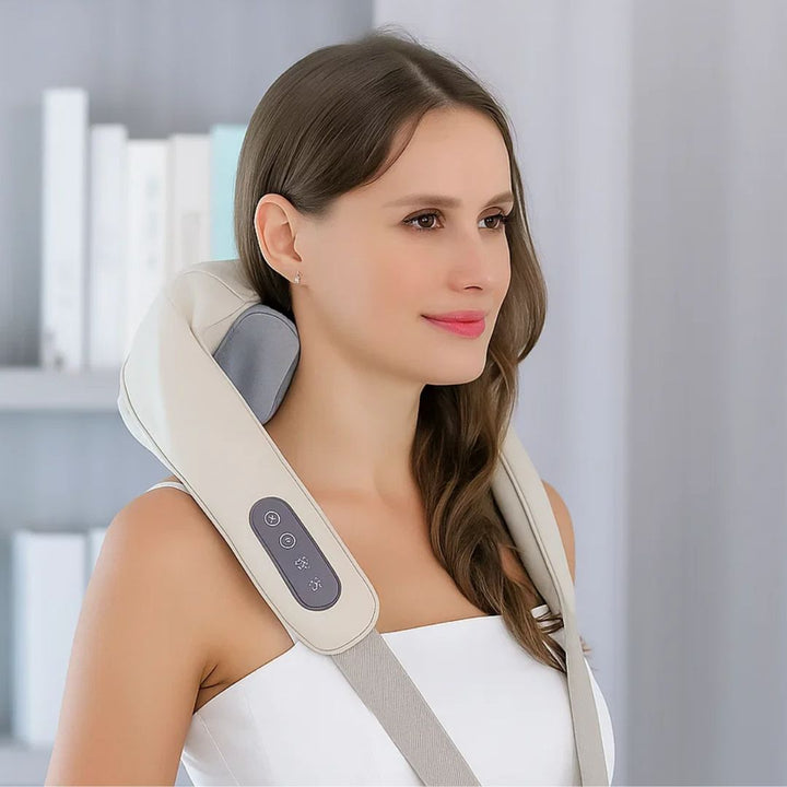 RelaxaPro | Shiatsu Neck Massager – Heated Relief – Cordless Design – Ideal for Office & Home Use Bowlift