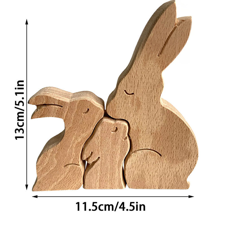 Hand-Carved Wooden Cuddling Animals Decoration | Bowlift