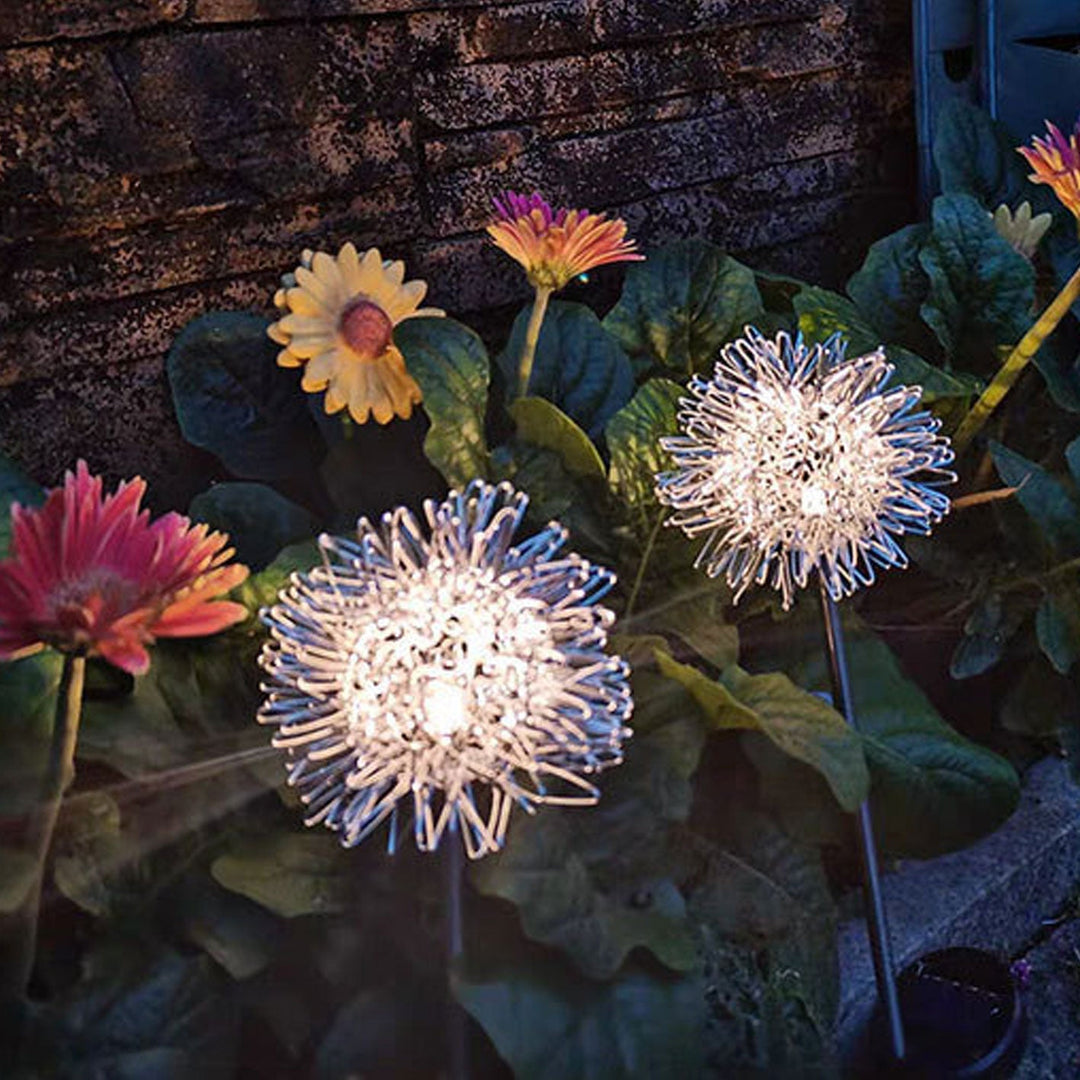Solar Dandelion Aluminum Wire Globe Light LED Outdoor Waterproof Luminous Garden Insert Ground Landscape Light | Bowlift