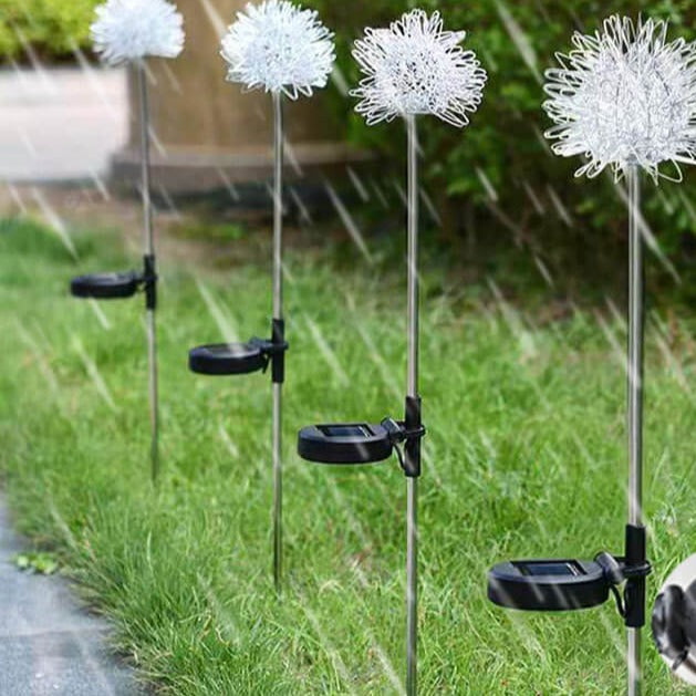 Solar Dandelion Aluminum Wire Globe Light LED Outdoor Waterproof Luminous Garden Insert Ground Landscape Light | Bowlift