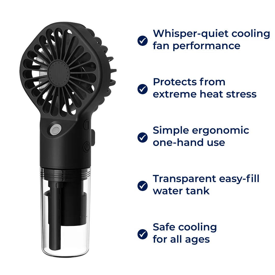 Portable Cooling Mist Spray – Transparent Tank – USB Rechargeable – Beat Heat & Stay Cool Outdoors Bowlift