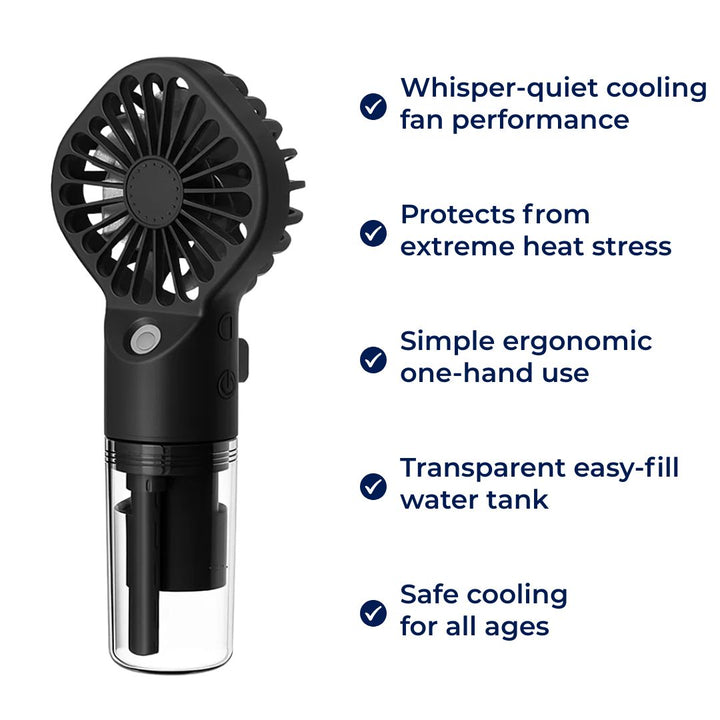 Portable Cooling Mist Spray – Transparent Tank – USB Rechargeable – Beat Heat & Stay Cool Outdoors Bowlift