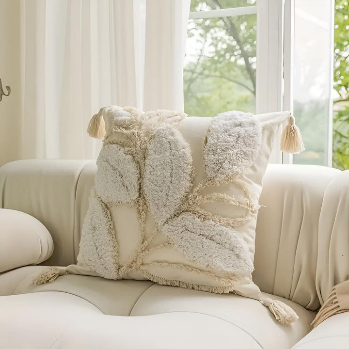 BowLift | Plush Leaf With Tassel Cushion Cover