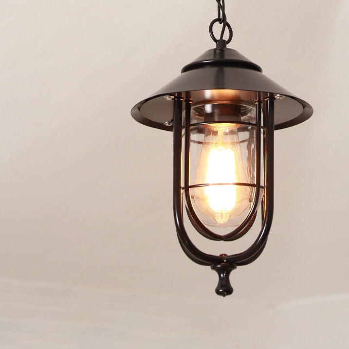 Industrial Vintage Aluminum Cage Glass 1-Light Outdoor Waterproof Pendant Light | Bowlift