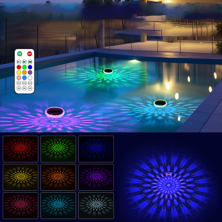 BowLift | 2 PCS - Timer Function Solar-Powered Pool Light with 3 Brightness Levels & 9 Colors