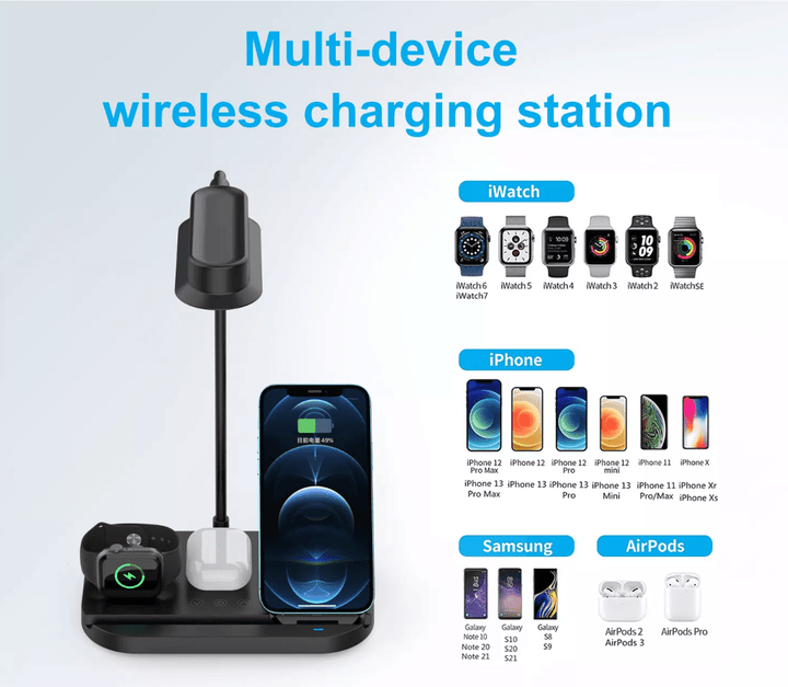 LED table lamp with dimmer and wireless charger for smartphones (4-in-1) | Bowlift