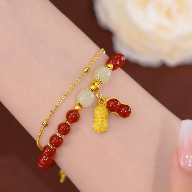 BowLift | Double Chain Natural Jade Bracelet