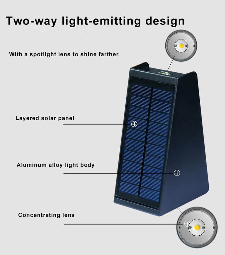 Simple Solar Trapezoid Outdoor Waterproof Up and Down Lights LED Wall Sconce Lamp | Bowlift