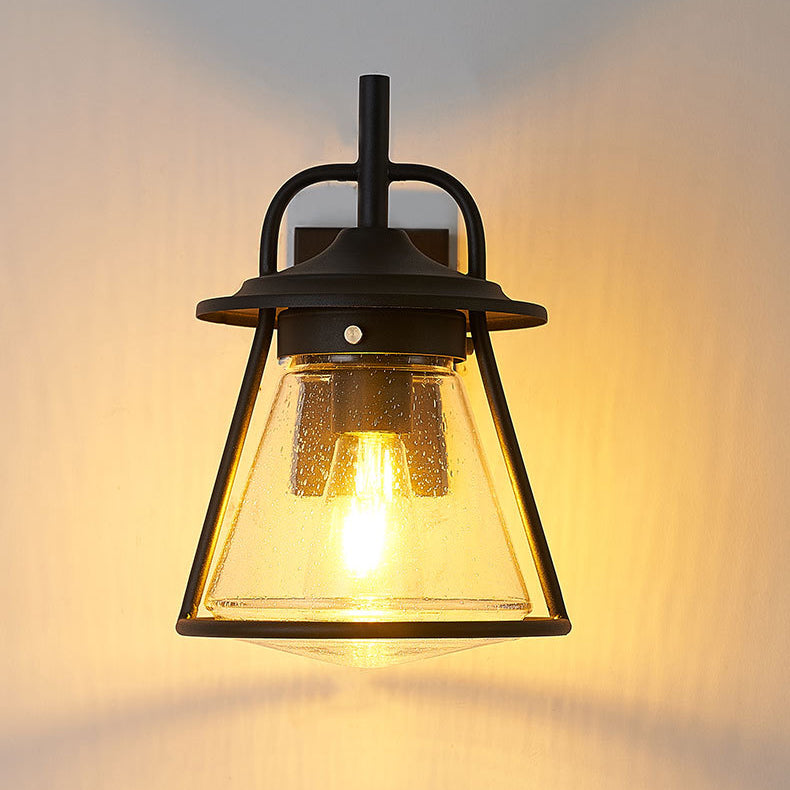 Waterproof Glass Cone Shade 1-Light Outdoor Wall Sconce Lamp | Bowlift
