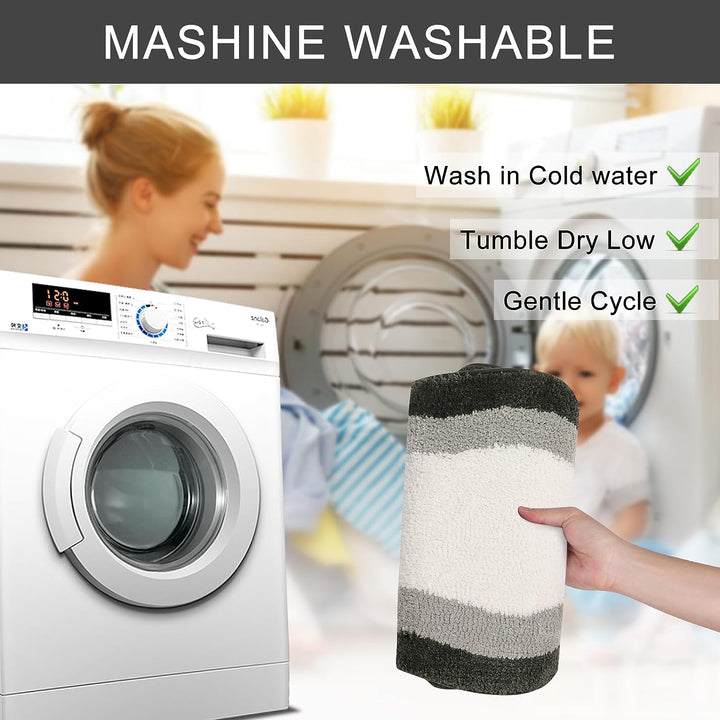 BowLift | Black Gradient Bath Mats, Carpet for Bathrooms, Cute Non-Slip Irregular Carpet for Shower Room